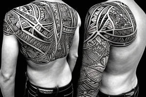 Black panther in the jungle on a log tattoo idea
