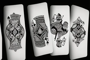 Poppy outline and playing card spades tattoo idea