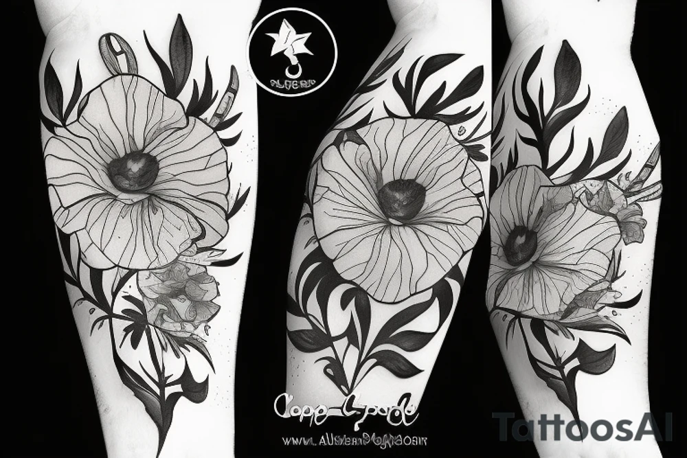 Poppy flower ace spades tattoo idea