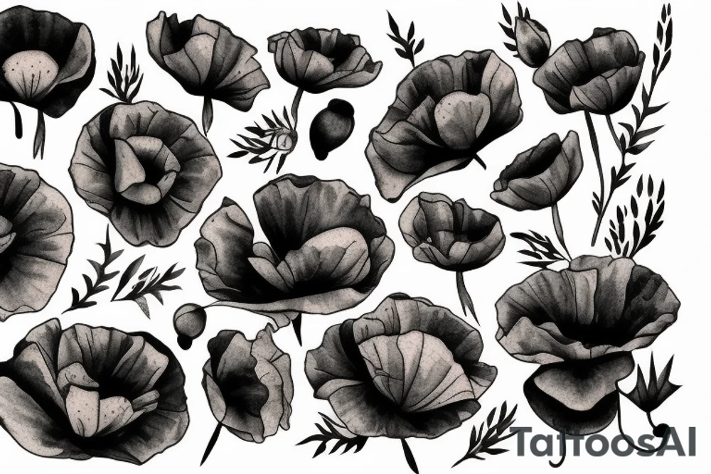 Poppy flower ace spades tattoo idea
