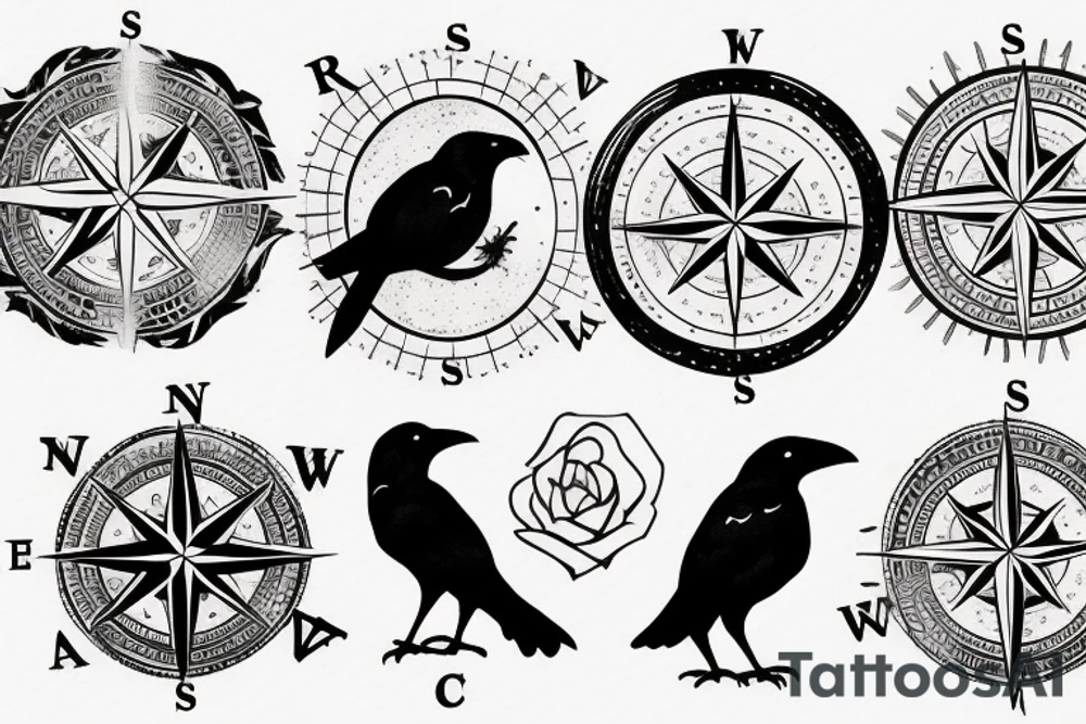 Raven and a compass tattoo idea