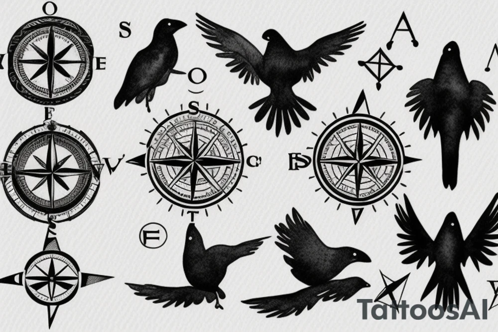 Raven and a compass tattoo idea