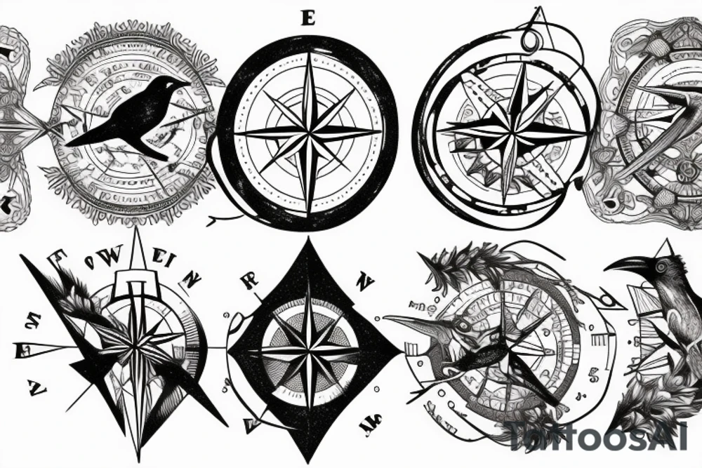 Raven and a compass tattoo idea