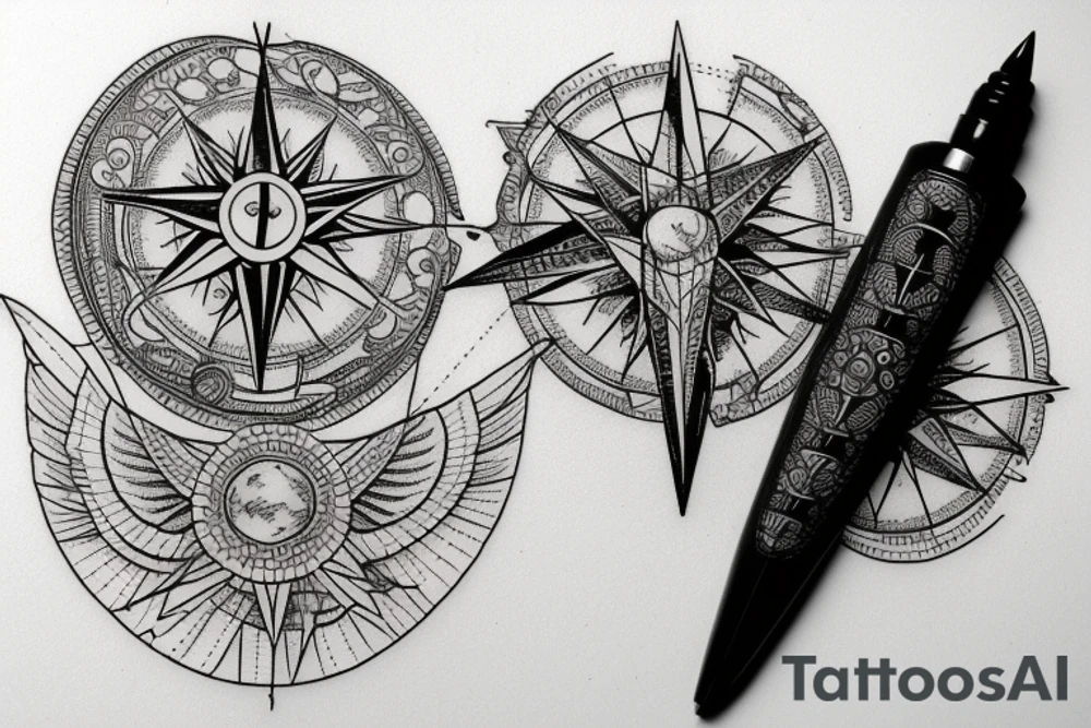 Raven and a compass tattoo idea
