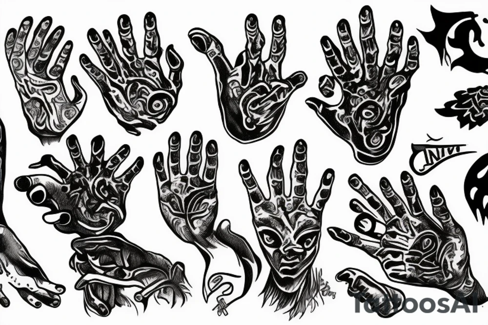 Demon hand coming out of a hand tattoo idea
