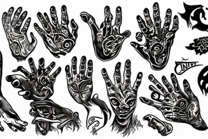 Demon hand coming out of a hand tattoo idea