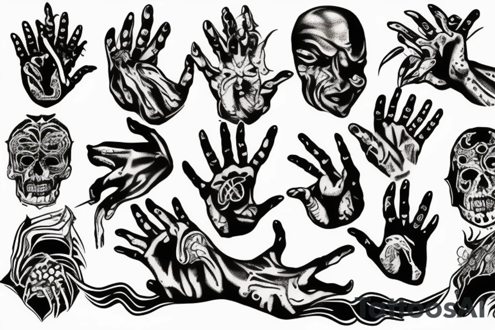 Demon hand coming out of a hand tattoo idea