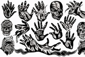 Demon hand coming out of a hand tattoo idea