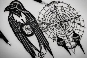 Raven and a compass tattoo idea