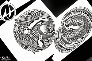 A koi fish completing a circle with the moon tattoo idea