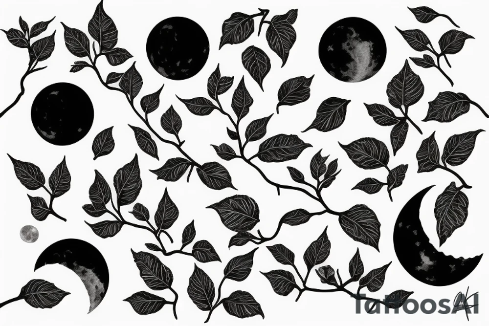 the moon with bougainvillea tattoo idea