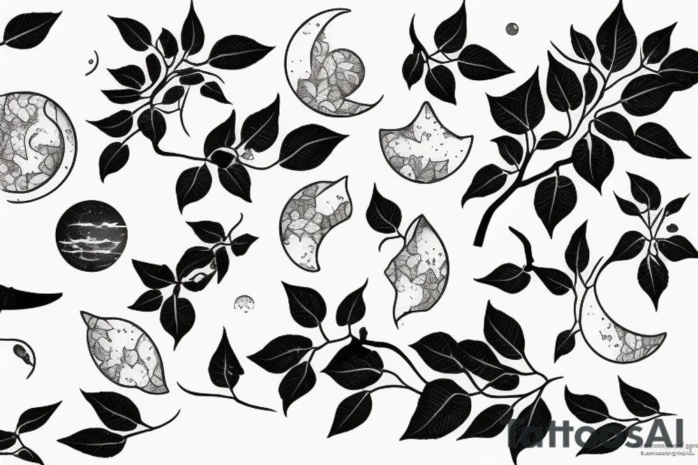 the moon with bougainvillea tattoo idea