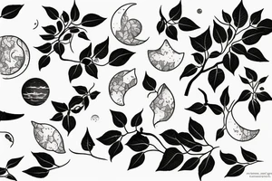 the moon with bougainvillea tattoo idea