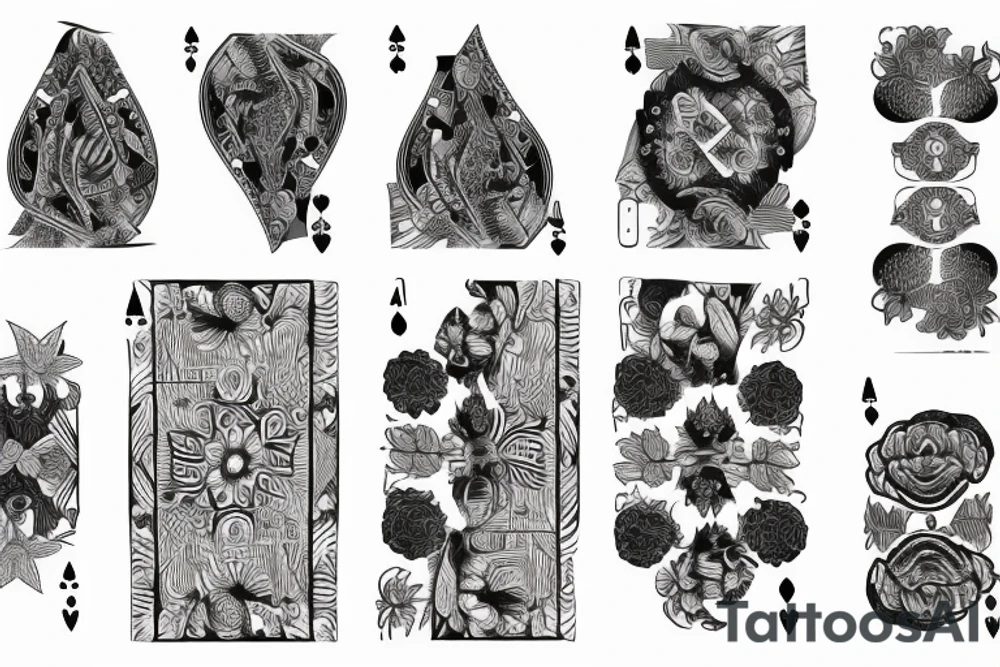 Poppy flower made of playing cards tattoo idea