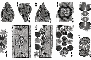 Poppy flower made of playing cards tattoo idea