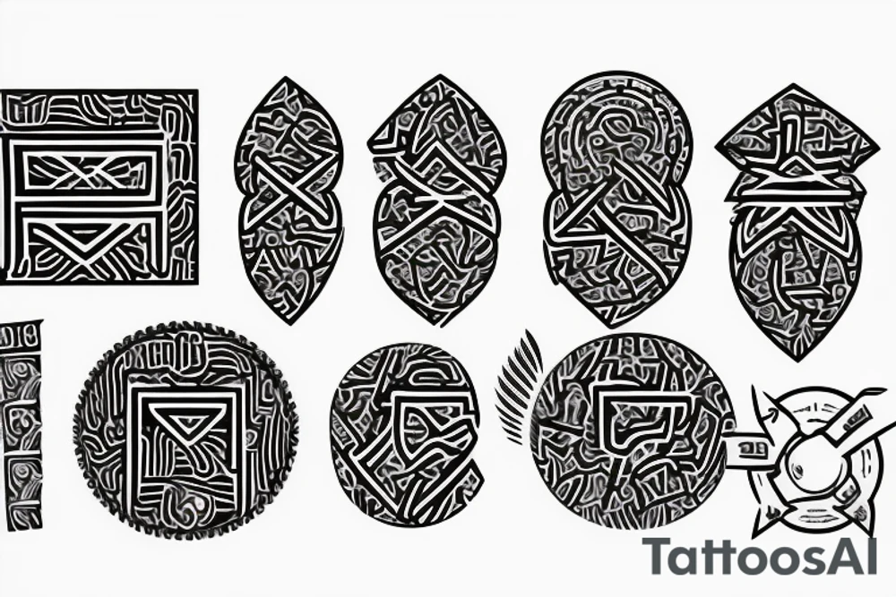 Tribal pattern with hearts and ladders tattoo idea