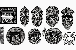 Tribal pattern with hearts and ladders tattoo idea