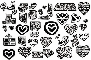 Tribal pattern with hearts and ladders tattoo idea