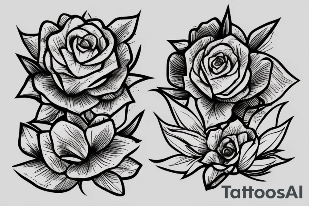 A flower rising from cracks in a rock tattoo idea