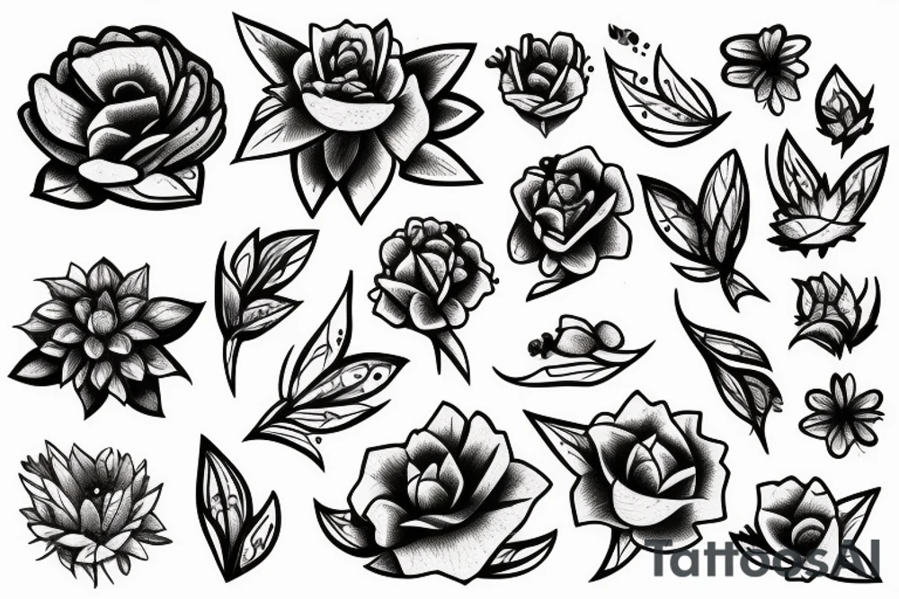 A flower rising from cracks in a rock tattoo idea