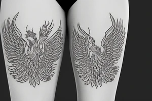 Phoenix on outer thigh tattoo idea