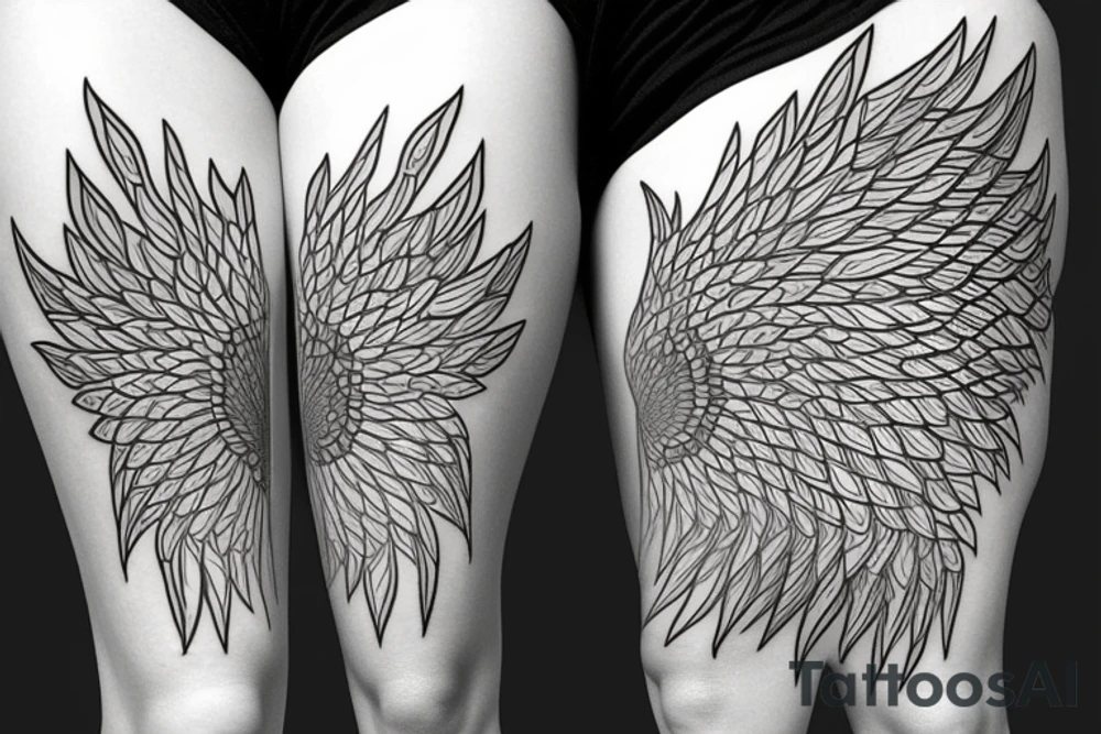 Phoenix on outer thigh tattoo idea