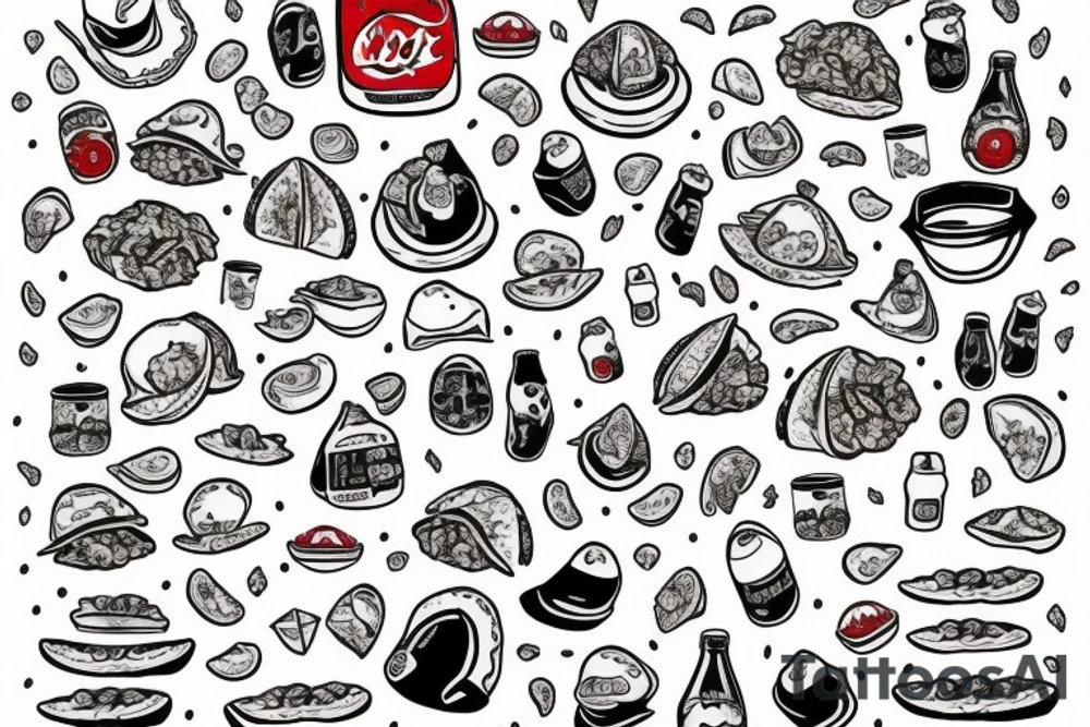Taco with coca cola on the side tattoo idea