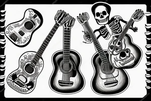 mexican skeleton with guitar tattoo idea