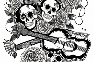 mexican skeleton with guitar tattoo idea