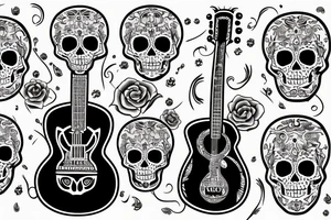 skeleton with guitar la muerte tattoo idea