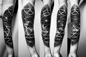 ocean theme tattoo with negative space, and some incorporation of astronomy, shark, and geometry only on my left forearm sleeve. Lots of detail tattoo idea