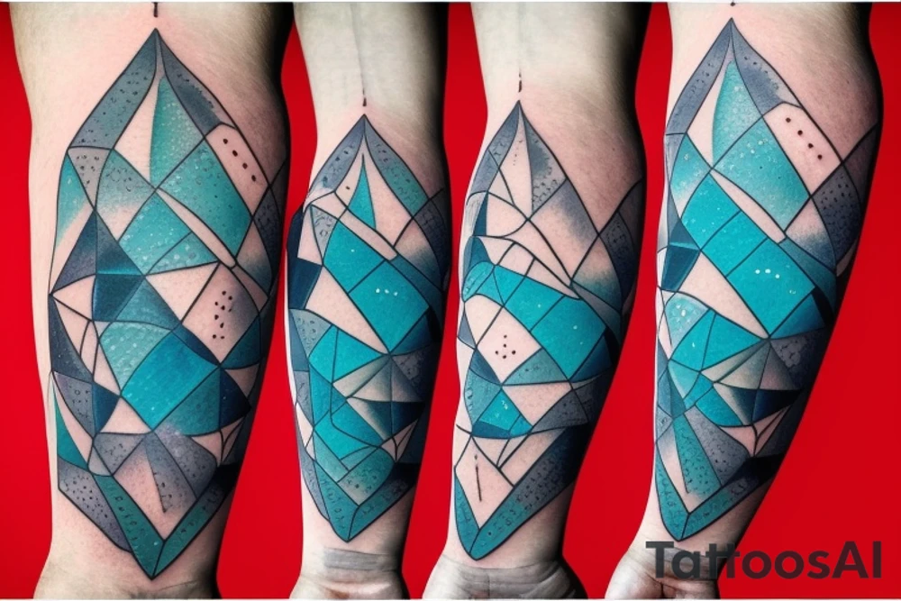 ocean theme tattoo with negative space, and some incorporation of astronomy, shark, and geometry on forearm sleeve. Lots of detail and angles tattoo idea