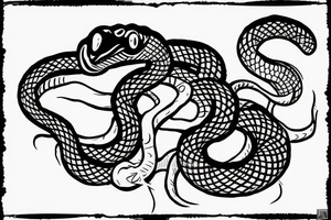 Traditional snake with some shading slithering downwards while hissing towards the right tattoo idea