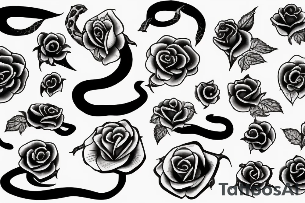 Black snake with a rose tattoo idea