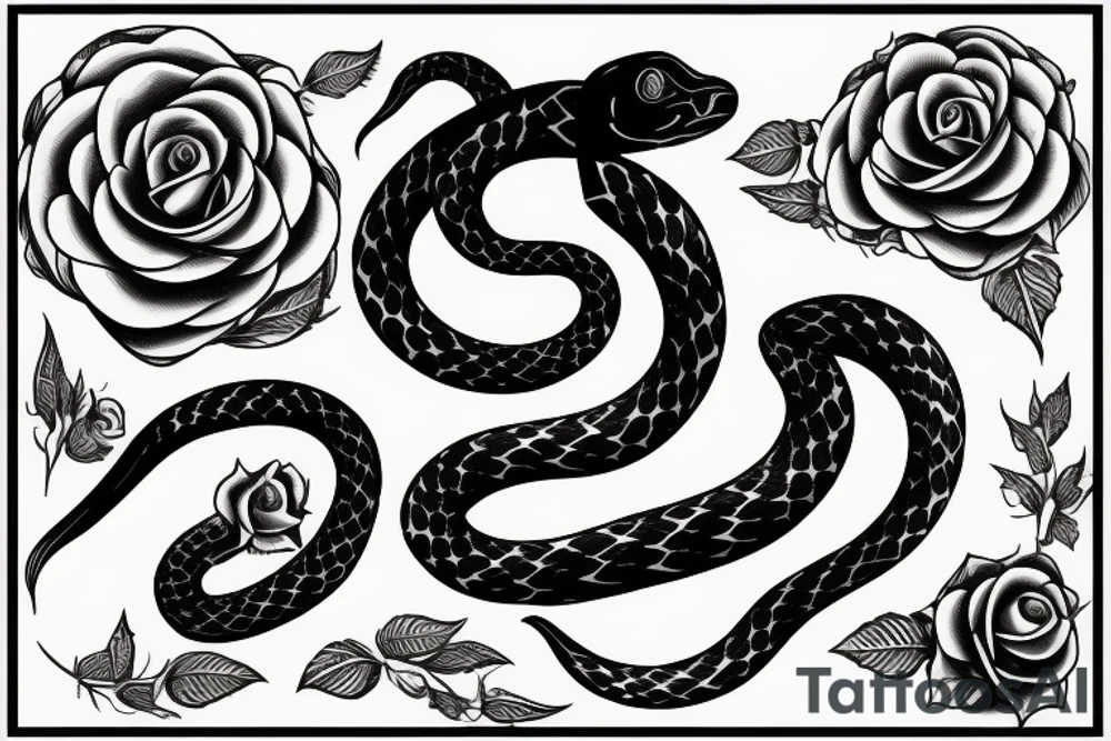 Black snake with a rose tattoo idea