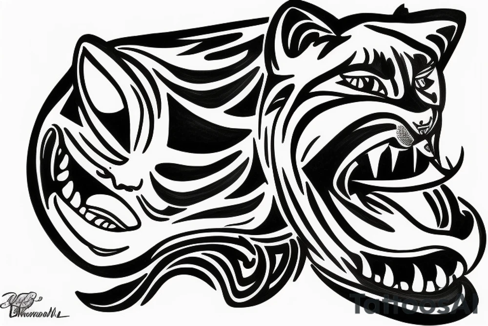 Cougar laughing and rolling around tattoo idea