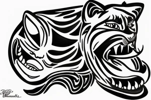 Cougar laughing and rolling around tattoo idea