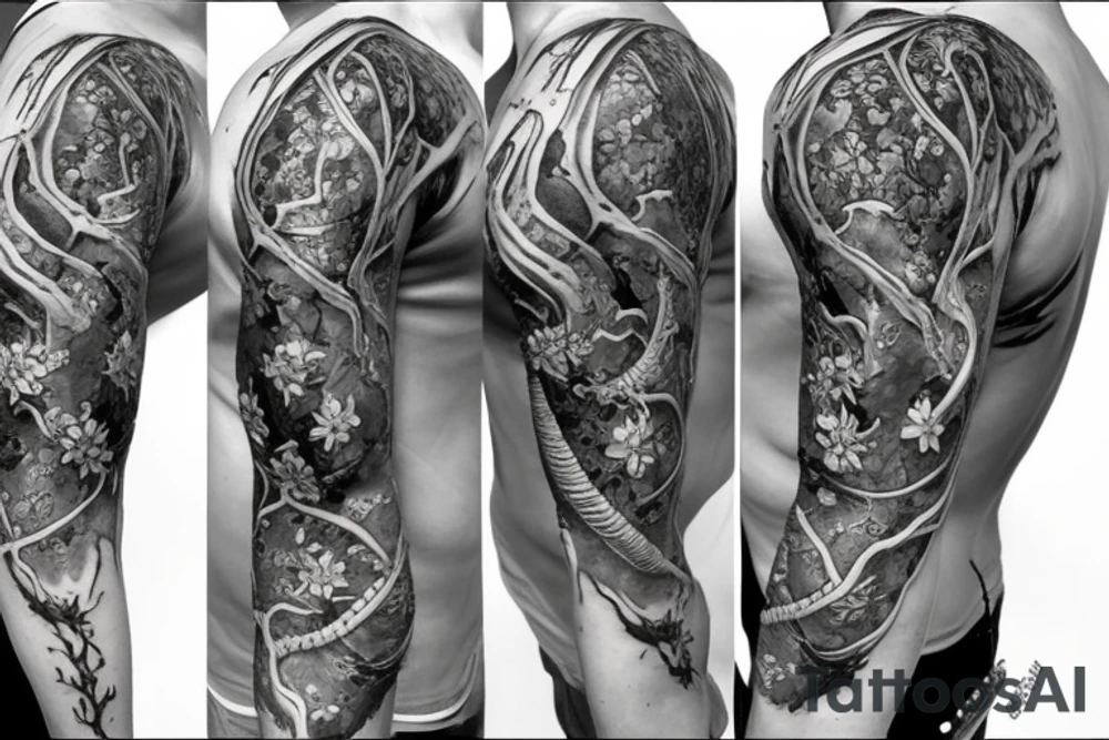 a sword with vines growing around it tattoo idea