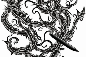 a sword with vines growing around it tattoo idea