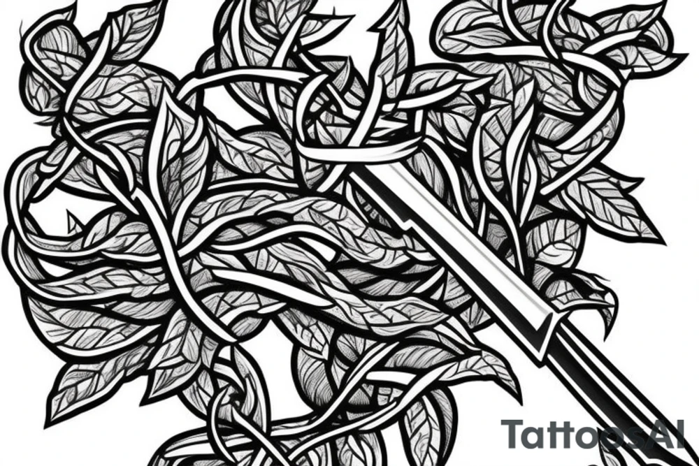 a sword with vines growing around it tattoo idea