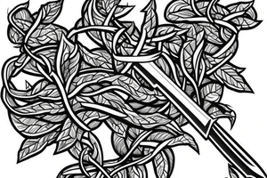 a sword with vines growing around it tattoo idea