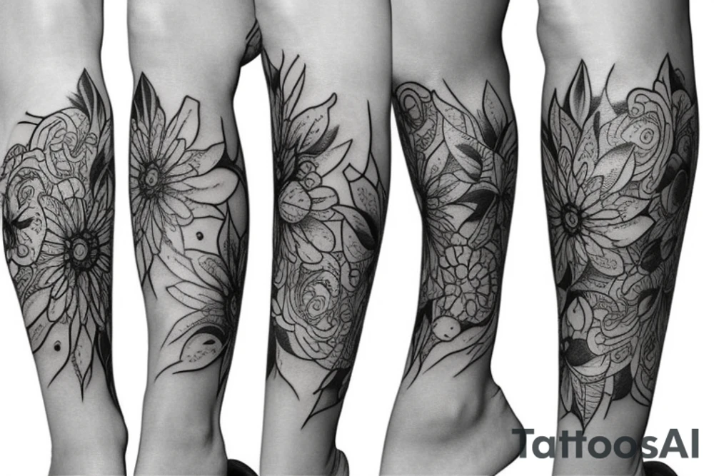 Cover a tatoo around the leg with something beaufitful tattoo idea