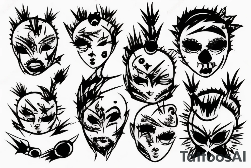 spiky face tattoo idea