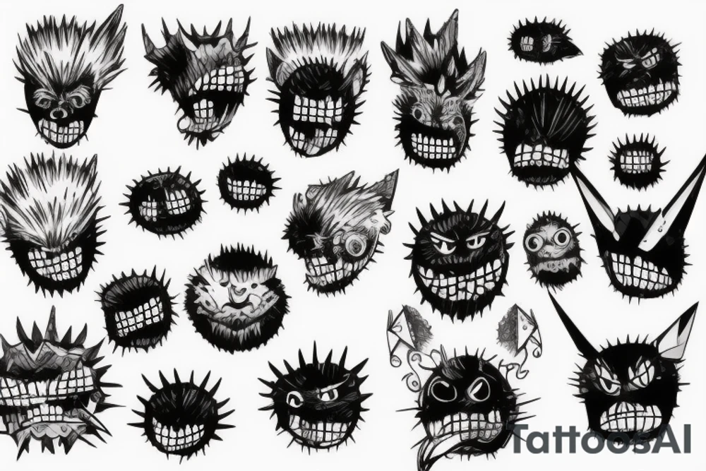 spiky face tattoo idea