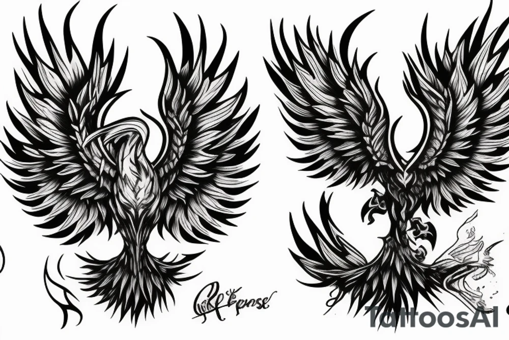 Phoenix rising from Ashes tattoo idea