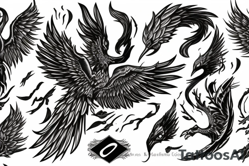 Phoenix rising from Ashes tattoo idea