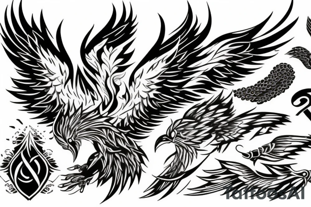 Phoenix rising from Ashes tattoo idea