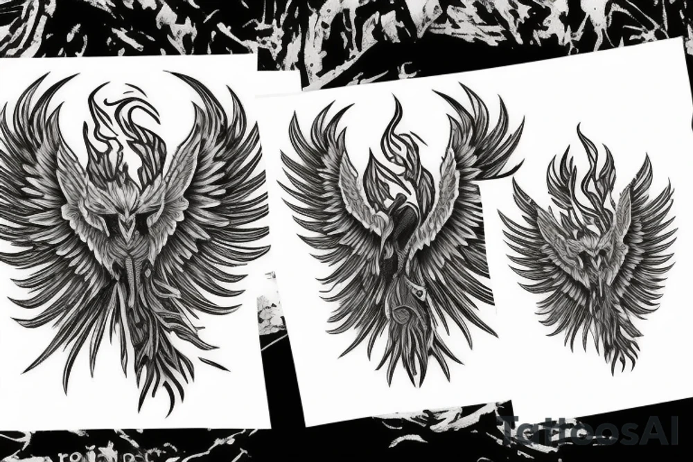 Phoenix rising from Ashes tattoo idea