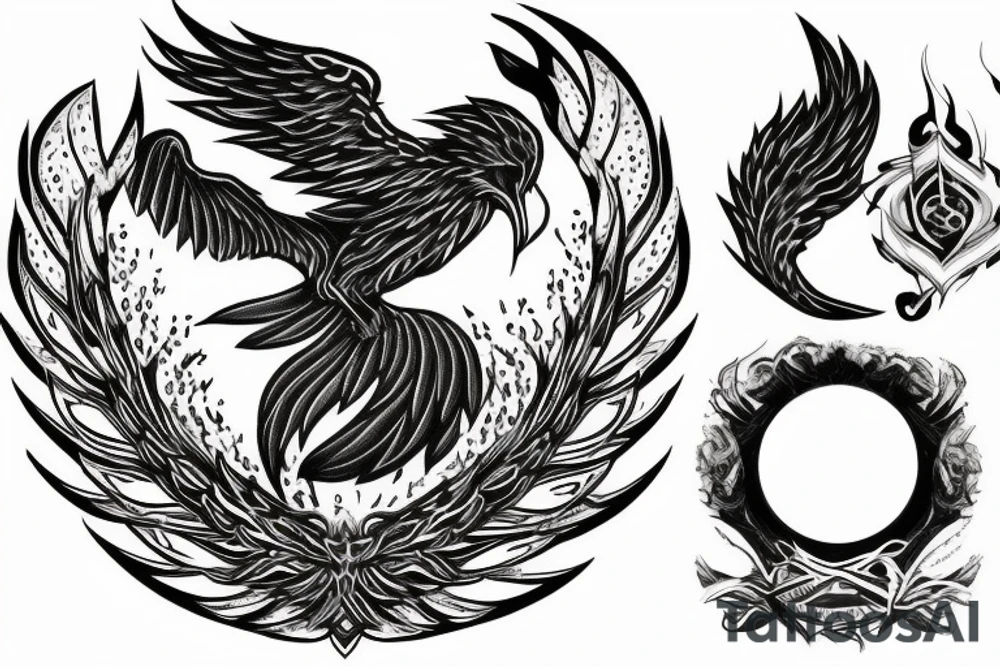 Phoenix rising from Ashes tattoo idea