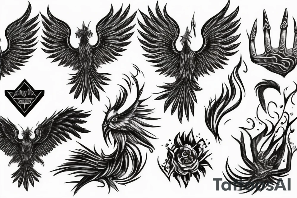 Phoenix rising from Ashes tattoo idea